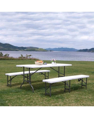 WHITE FOLDING RECTANGULAR TABLE 183X76CM