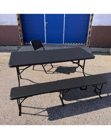 BLACK RECTANGULAR FOLDING TABLE 183X76CM