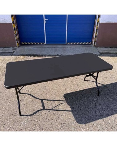 BLACK RECTANGULAR FOLDING TABLE 183X76CM